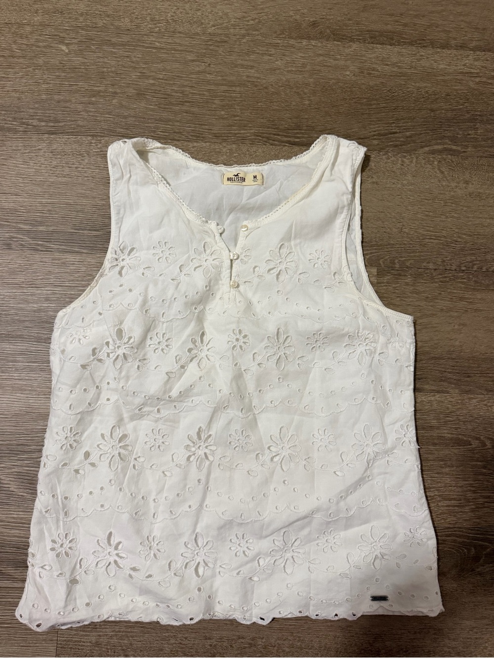 Hollister Cream Floral Eyelet Tank Top